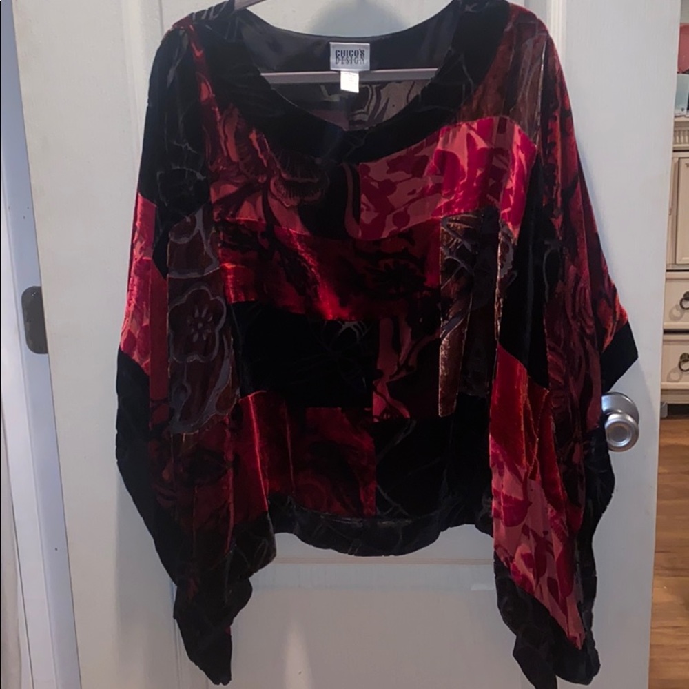 Chico’s size 2 silk velvet poncho multicolored